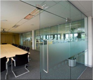 Full height frame-less glass partition office partition